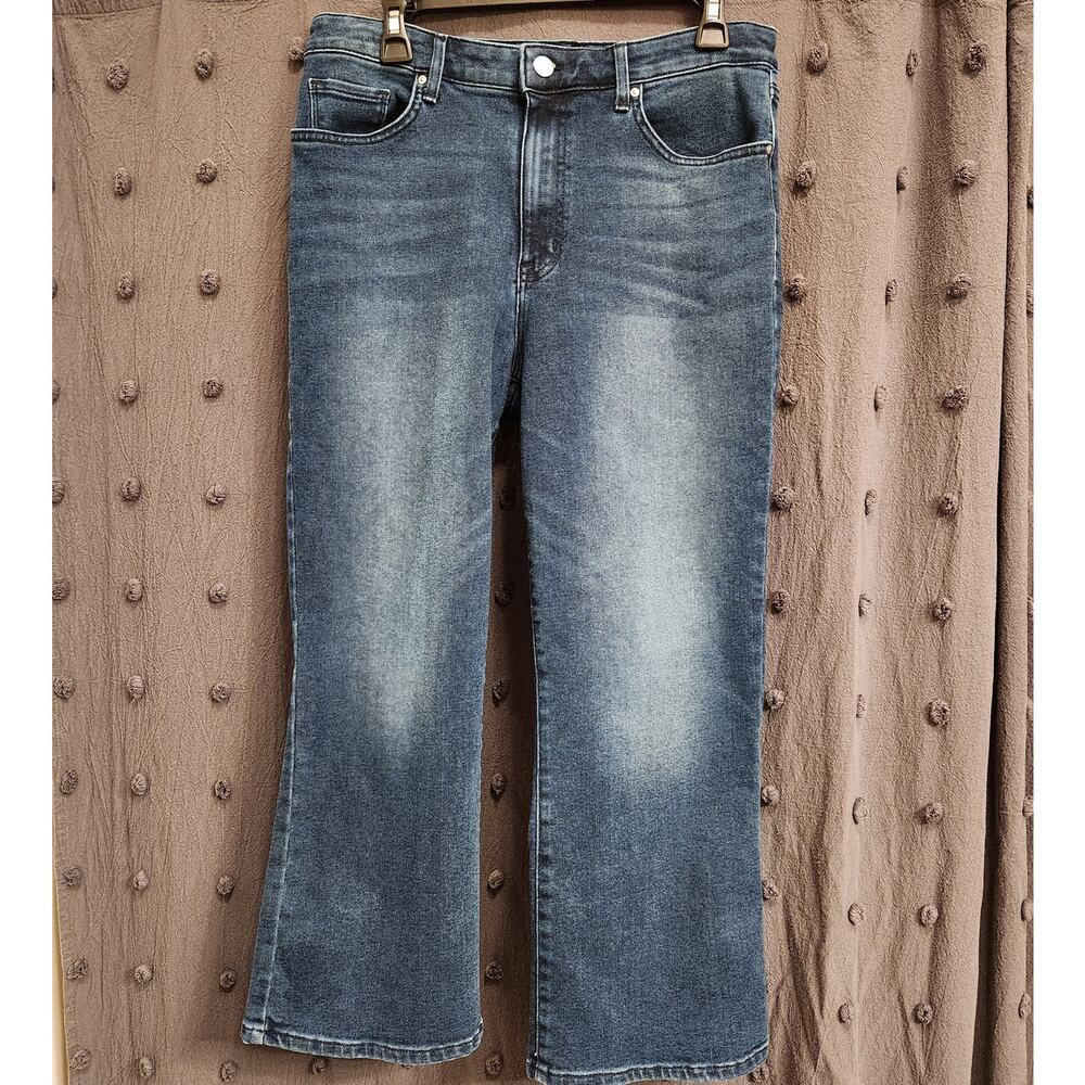 WILLIAM RAST Jeans Juniors 31‎ Blue Dark Wash Super High Rise Flare Crop Stretch
